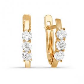 Золотые серьги КЮЗ Del'ta D122961 с фианитом D122961 фото