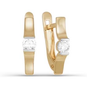 Золотые серьги КЮЗ Del'ta D122962 с фианитом D122962 фото