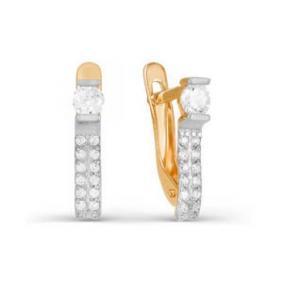 Золотые серьги КЮЗ Del'ta D122963 с фианитом D122963 фото