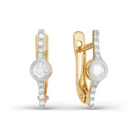 Золотые серьги КЮЗ Del'ta D122967 с фианитом D122967 фото