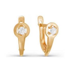 Золотые серьги КЮЗ Del'ta D122969 с фианитом D122969 фото