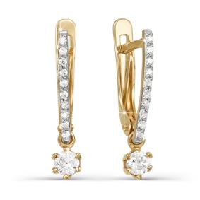 Золотые серьги КЮЗ Del'ta D122971 с фианитом D122971 фото