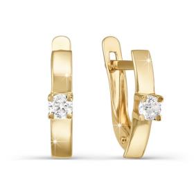 Золотые серьги КЮЗ Del'ta D122972 с фианитом D122972 фото