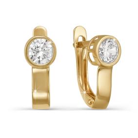 Золотые серьги КЮЗ Del'ta D122976 с фианитом D122976 фото