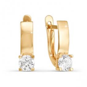 Золотые серьги КЮЗ Del'ta D122979 с фианитом D122979 фото