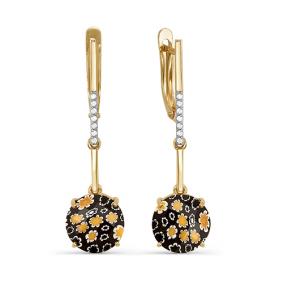 Золотые серьги КЮЗ Del'ta D122997 с фианитом и муранским стеклом D122997 фото