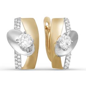 Золотые серьги КЮЗ Del'ta D122998 с фианитом D122998 фото
