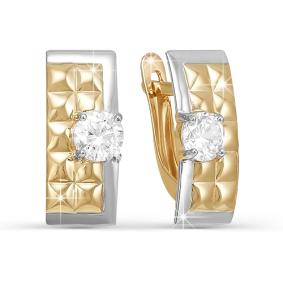 Золотые серьги КЮЗ Del'ta D123004 с фианитом D123004 фото