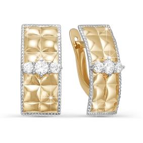 Золотые серьги КЮЗ Del'ta D123005 с фианитом D123005 фото