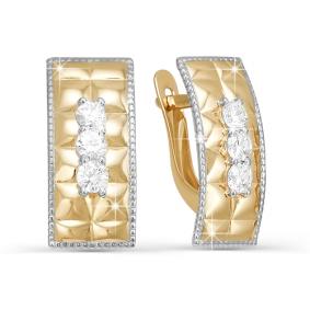 Золотые серьги КЮЗ Del'ta D123006 с фианитом D123006 фото