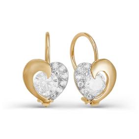 Золотые серьги КЮЗ Del'ta D123013 с фианитом D123013 фото