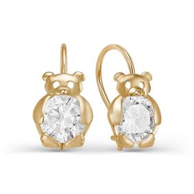 Золотые серьги КЮЗ Del'ta D123022 с фианитом D123022 фото