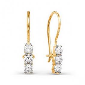 Золотые серьги КЮЗ Del'ta D123034 с фианитом D123034 фото