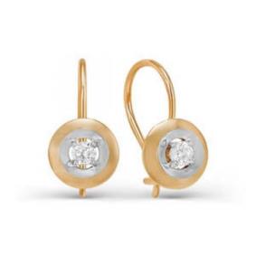 Золотые серьги КЮЗ Del'ta D123036 с фианитом D123036 фото