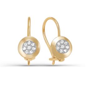 Золотые серьги КЮЗ Del'ta D123038 с фианитом D123038 фото