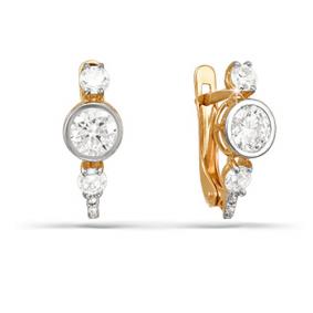 Золотые серьги КЮЗ Del'ta D123045 с фианитом D123045 фото