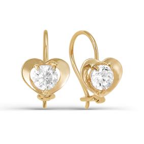 Золотые серьги КЮЗ Del'ta D123047 с фианитом D123047 фото