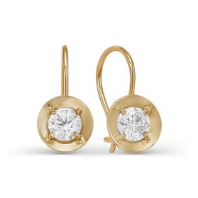 Золотые серьги КЮЗ Del'ta D123048 с фианитом D123048 фото