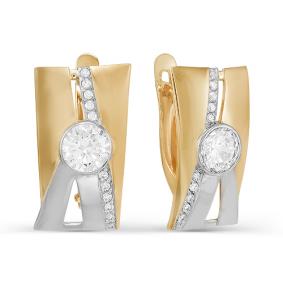 Золотые серьги КЮЗ Del'ta D123049 с фианитом D123049 фото