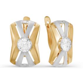 Золотые серьги КЮЗ Del'ta D123050 с фианитом D123050 фото
