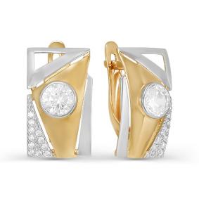 Золотые серьги КЮЗ Del'ta D123053 с фианитом D123053 фото