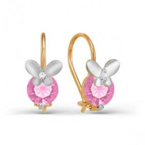 Золотые серьги КЮЗ Del'ta D123061 с фианитом D123061 фото