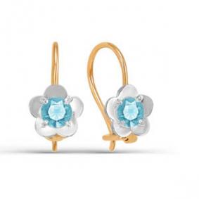 Золотые серьги КЮЗ Del'ta D123077 с фианитом D123077 фото