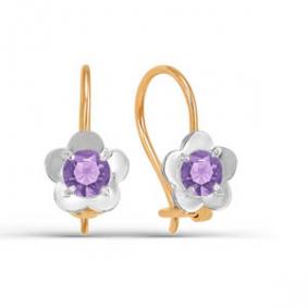 Золотые серьги КЮЗ Del'ta D123078 с фианитом D123078 фото