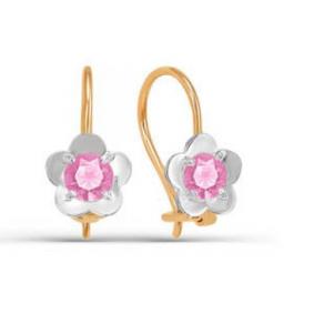 Золотые серьги КЮЗ Del'ta D123079 с фианитом D123079 фото