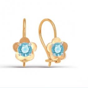 Золотые серьги КЮЗ Del'ta D123083/ф с фианитом D123083/ф фото