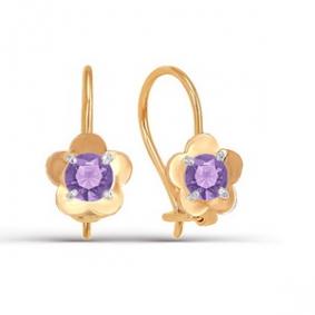 Золотые серьги КЮЗ Del'ta D123084 с фианитом D123084 фото