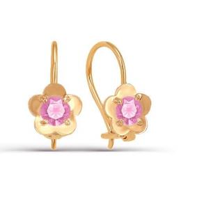 Золотые серьги КЮЗ Del'ta D123085 с фианитом D123085 фото