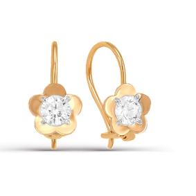 Золотые серьги КЮЗ Del'ta D123089 с фианитом D123089 фото