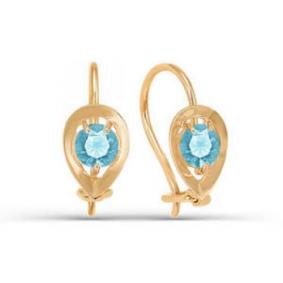 Золотые серьги КЮЗ Del'ta D123090 с фианитом D123090 фото