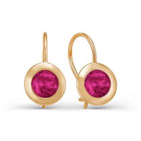 Золотые серьги КЮЗ Del'ta D123099 с фианитом и рубином D123099 фото
