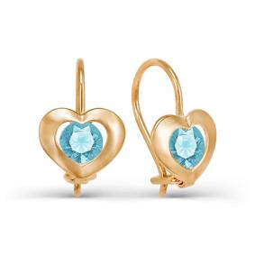 Золотые серьги КЮЗ Del'ta D123114 с фианитом D123114 фото