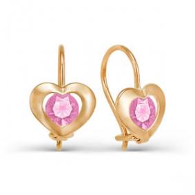 Золотые серьги КЮЗ Del'ta D123116 с фианитом D123116 фото