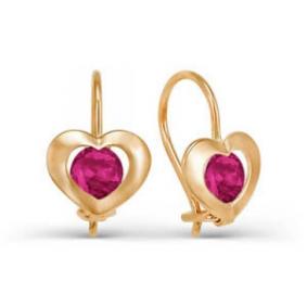 Золотые серьги КЮЗ Del'ta D123117 с рубиновым корундом D123117 фото