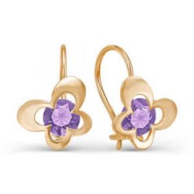 Золотые серьги КЮЗ Del'ta D123127 с фианитом D123127 фото