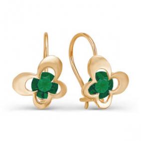 Золотые серьги КЮЗ Del'ta D123131 с фианитом D123131 фото