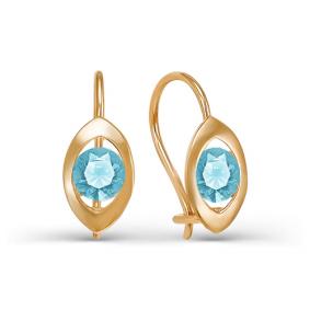 Золотые серьги КЮЗ Del'ta D123132 с фианитом D123132 фото