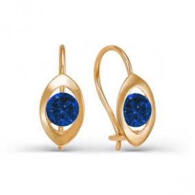 Золотые серьги КЮЗ Del'ta D123136 с фианитом D123136 фото