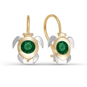 Золотые серьги КЮЗ Del'ta D123145 с фианитом D123145 фото