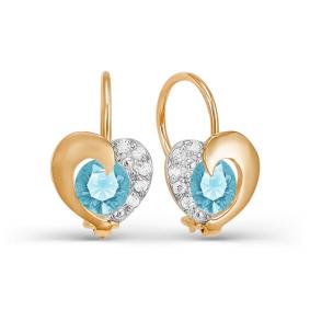 Золотые серьги КЮЗ Del'ta D123146 с фианитом D123146 фото