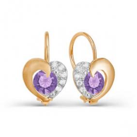 Золотые серьги КЮЗ Del'ta D123147 с фианитом D123147 фото