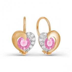 Золотые серьги КЮЗ Del'ta D123148 с фианитом D123148 фото