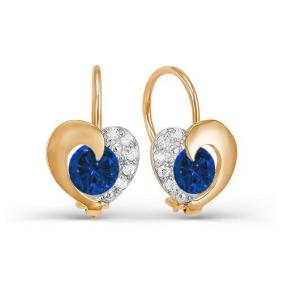 Золотые серьги КЮЗ Del'ta D123150/ф с фианитом D123150/ф фото