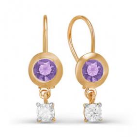 Золотые серьги КЮЗ Del'ta D123159 с фианитом D123159 фото