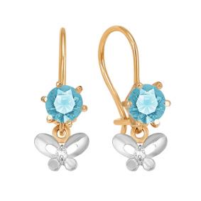 Золотые серьги КЮЗ Del'ta D123165 с фианитом D123165 фото