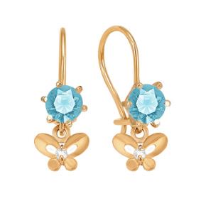 Золотые серьги КЮЗ Del'ta D123171 с фианитом D123171 фото